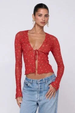 Aliyah Mesh Top In Cayenne -Resa aliyah mesh top in cayenne 361305