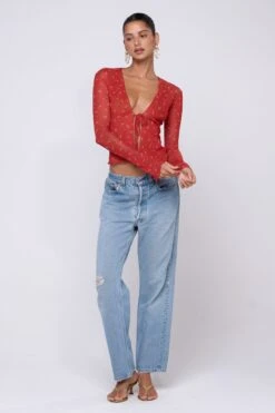 Aliyah Mesh Top In Cayenne -Resa aliyah mesh top in cayenne 644517