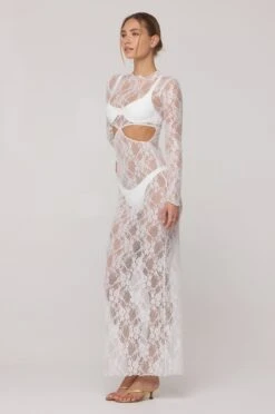 Audrey Lace Dress In White Lace -Resa audrey lace dress in white lace 146407
