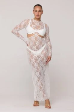 Audrey Lace Dress In White Lace -Resa audrey lace dress in white lace 338241
