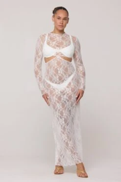 Audrey Lace Dress In White Lace -Resa audrey lace dress in white lace 519010