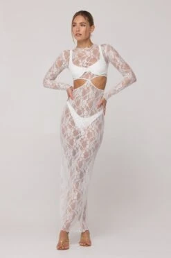 Audrey Lace Dress In White Lace -Resa audrey lace dress in white lace 855010