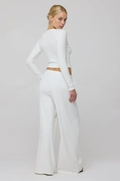 Chase Rib Pant In White -Resa chase rib pant in white 160763