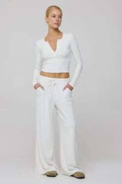 Chase Rib Pant In White -Resa chase rib pant in white 511599