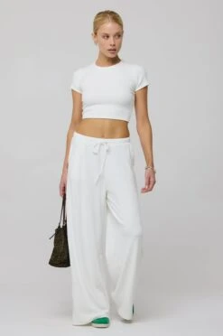Chase Rib Pant In White -Resa chase rib pant in white 903613