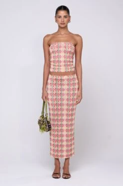 Clyde Mesh Skirt In Plaid