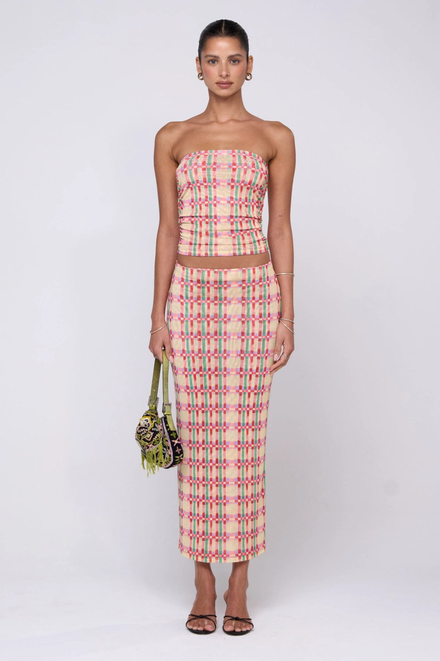 Clyde Mesh Skirt In Plaid 3 Clyde Mesh Skirt In Plaid