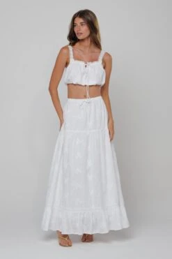 Jackson Skirt In White Embroidered Cotton