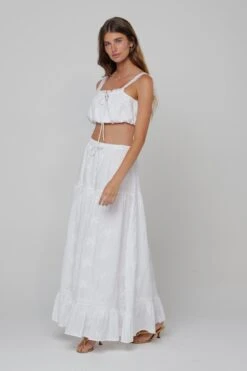 Jackson Skirt In White Embroidered Cotton -Resa jackson skirt in white embroidered cotton 333257