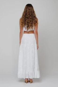 Jackson Skirt In White Embroidered Cotton -Resa jackson skirt in white embroidered cotton 458090