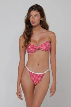Spencer Bikini Top In Red Gingham
